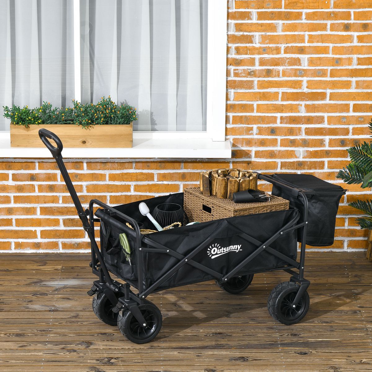 Carro-multifuncional-Ray-Outsunny-100kg-plegable---ajustable---bolsa-termica-negro-77-100x113x57-cm-