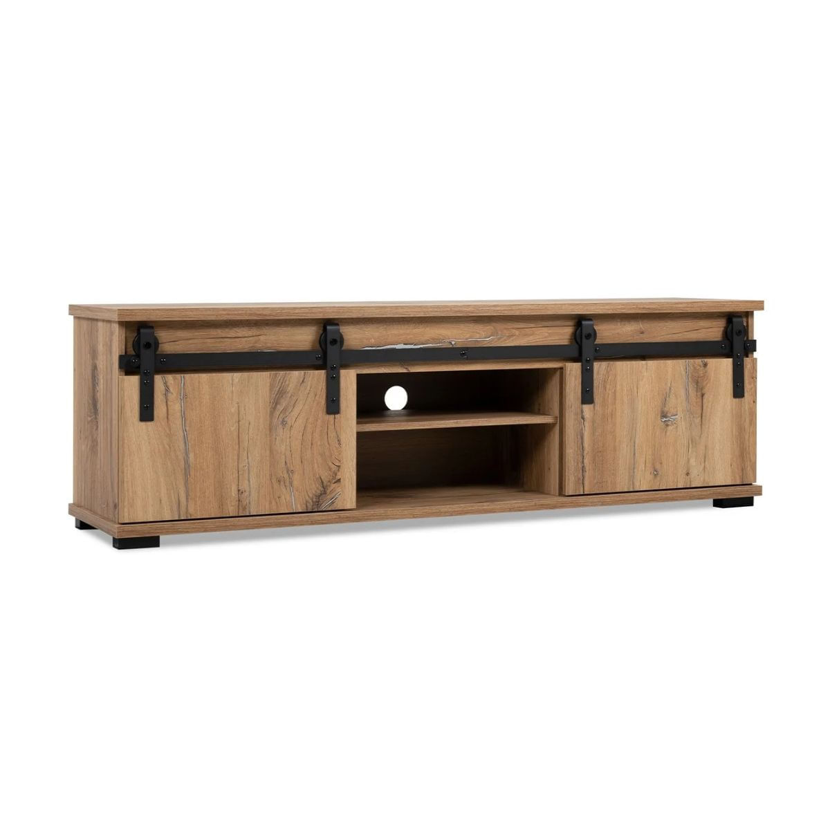 Mueble-de-TV-Manzano-2-puertas-correderas-roble-50x160x40-cm-lateral