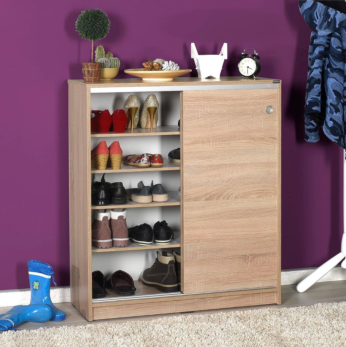 Zapatero Rombo 2 puertas correderas cambria 105x92x38 cm