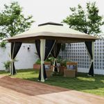 Cenador-Dhile-Outsunny-plegable---cortinas-removibles-crema-280x356-cm