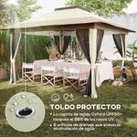 Cenador-Dhile-Outsunny-plegable---cortinas-removibles-crema-280x356-cm