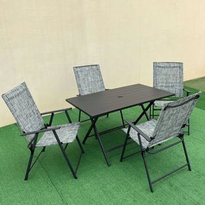 Conjunto de jardín Piazza mesa + 4 sillas gris