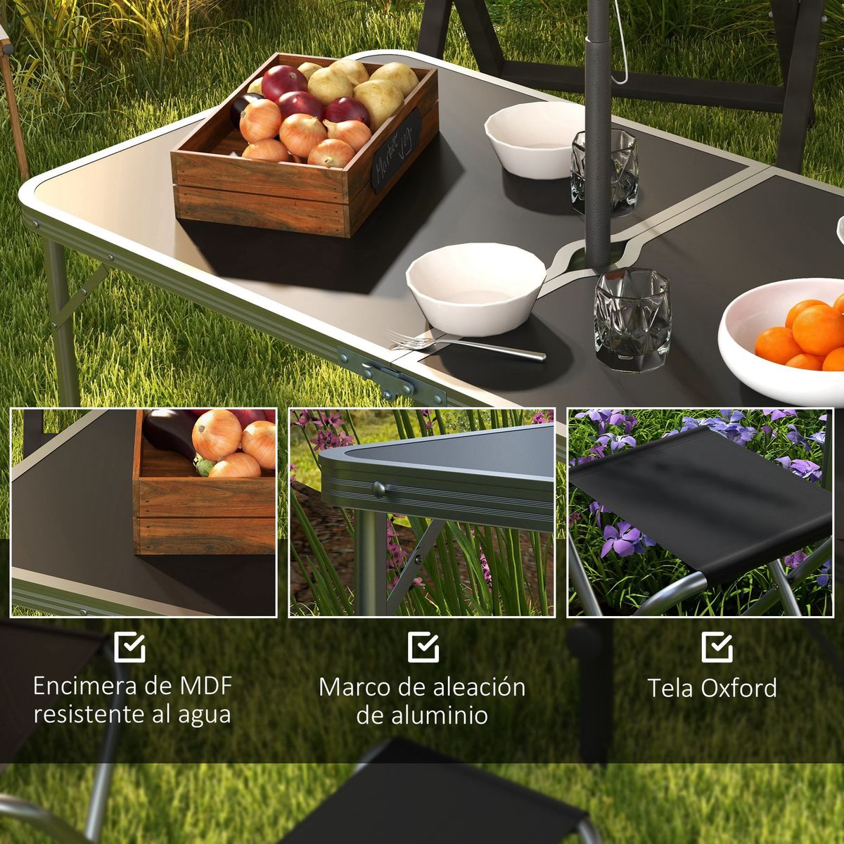 Conjunto-de-jardin-Primrose-Outsunny-mesa---4-taburetes-plegables-gris