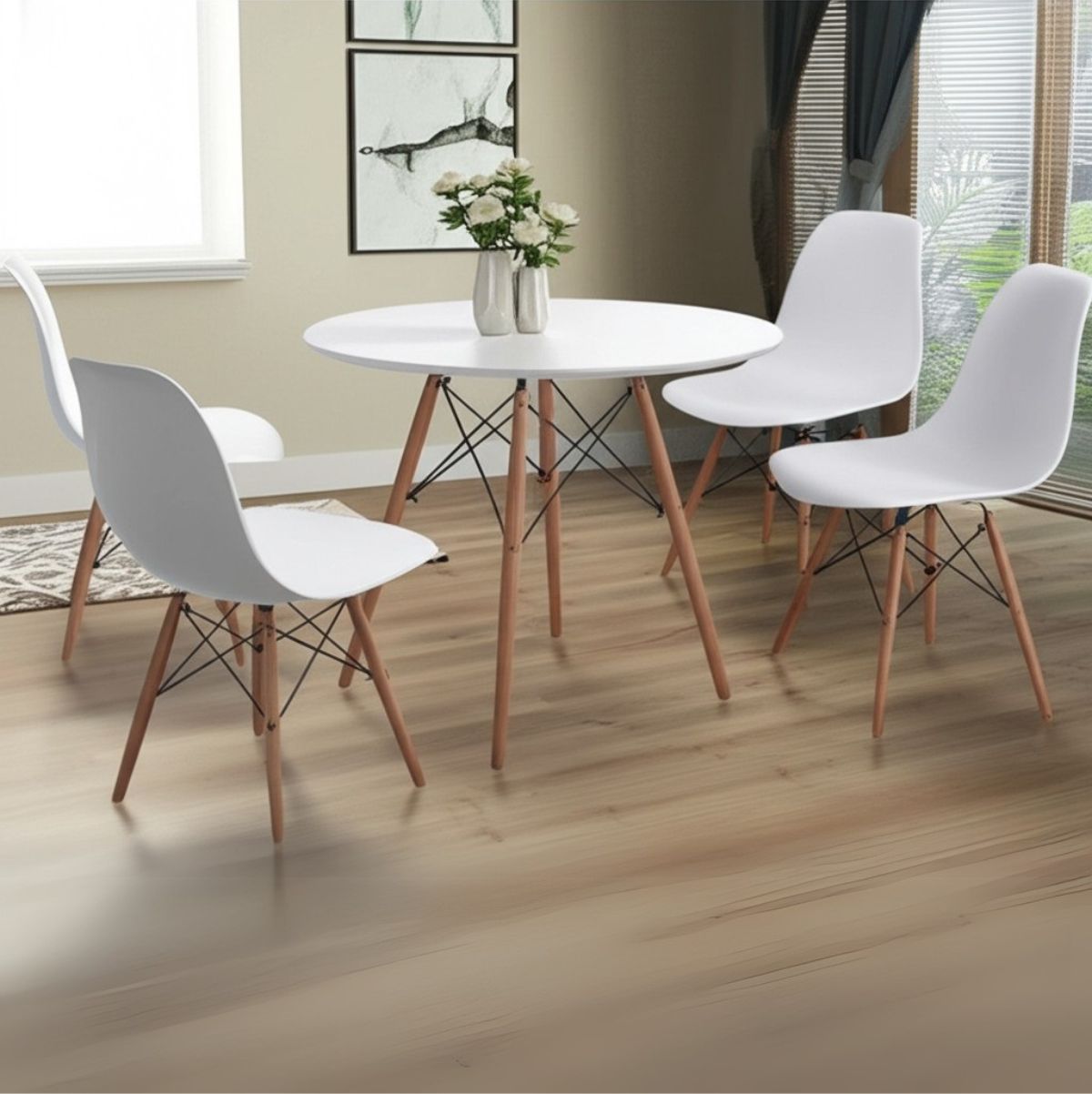 Conjunto-de-comedor-Dinamarca-1-mesa-redonda---4-sillas-blanco