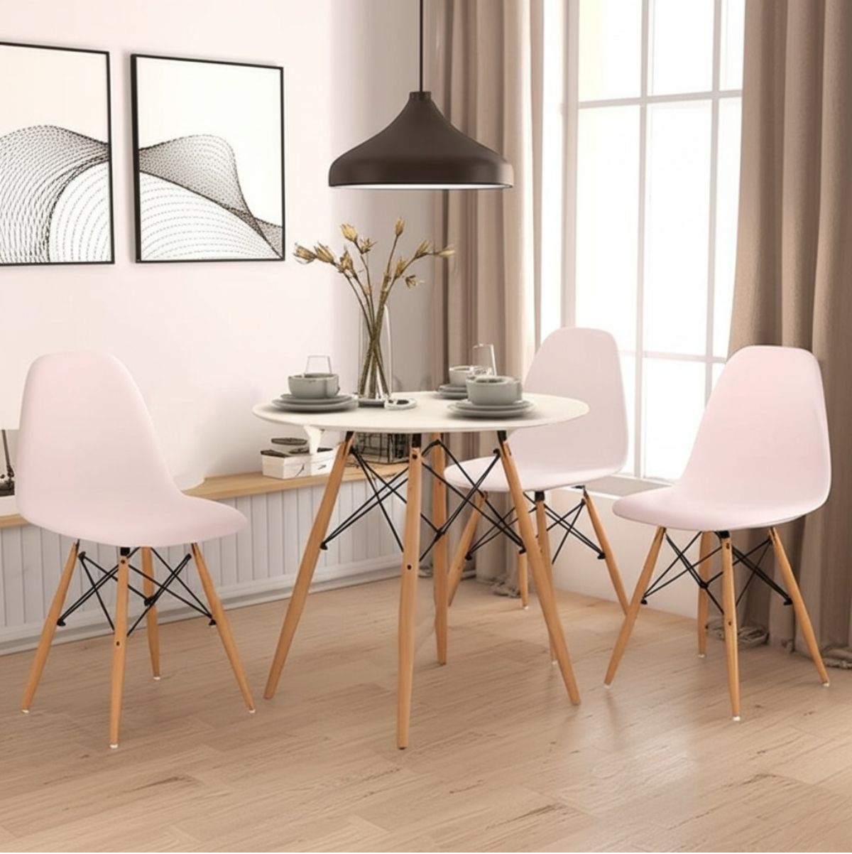 Mesa-de-comedor-Dinamarca-redonda-4-patas-blanco-Ø80-cm-