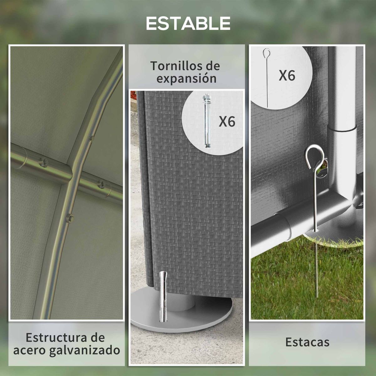 Carpa-Victoria-Outsunny-puerta-con-cremallera-gris-165x120x180-cm