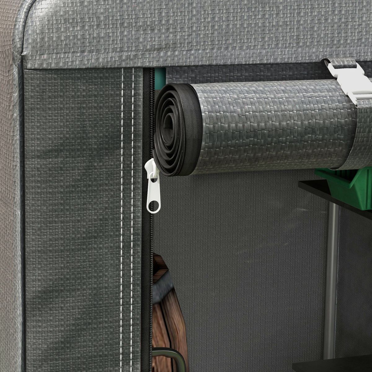 Carpa-Victoria-Outsunny-puerta-con-cremallera-gris-165x120x180-cm