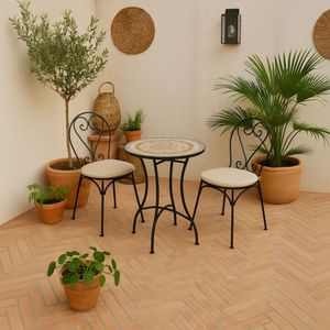 Mesa de jardín diseño mosaico multicolor Ø60x71 cm