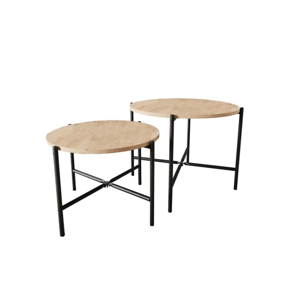 Set-de-2-mesas-de-centro-Rumba-diseño-fijo-natural-negro-fondo-blanco