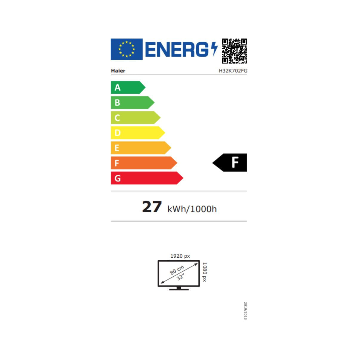 Televisor-Smart-TV-Haier-H32K702FG-32’’-Full-HD-LED-Android-11-F-negro--etiqueta
