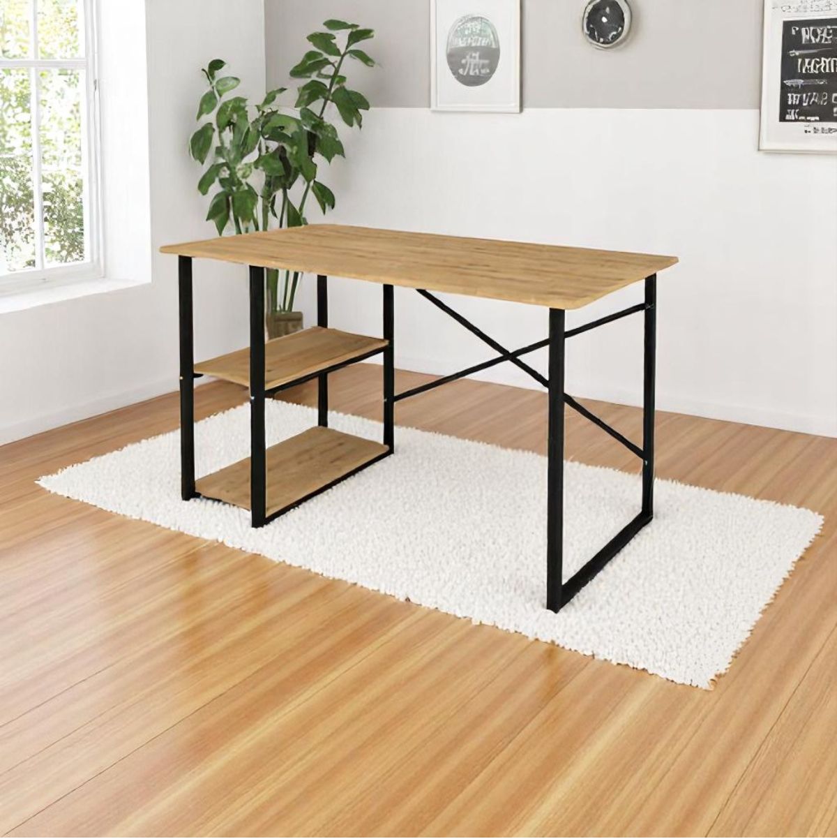 Escritorio-Dolce-2-estantes-natural-negro-75x120x60-cm-ambientada