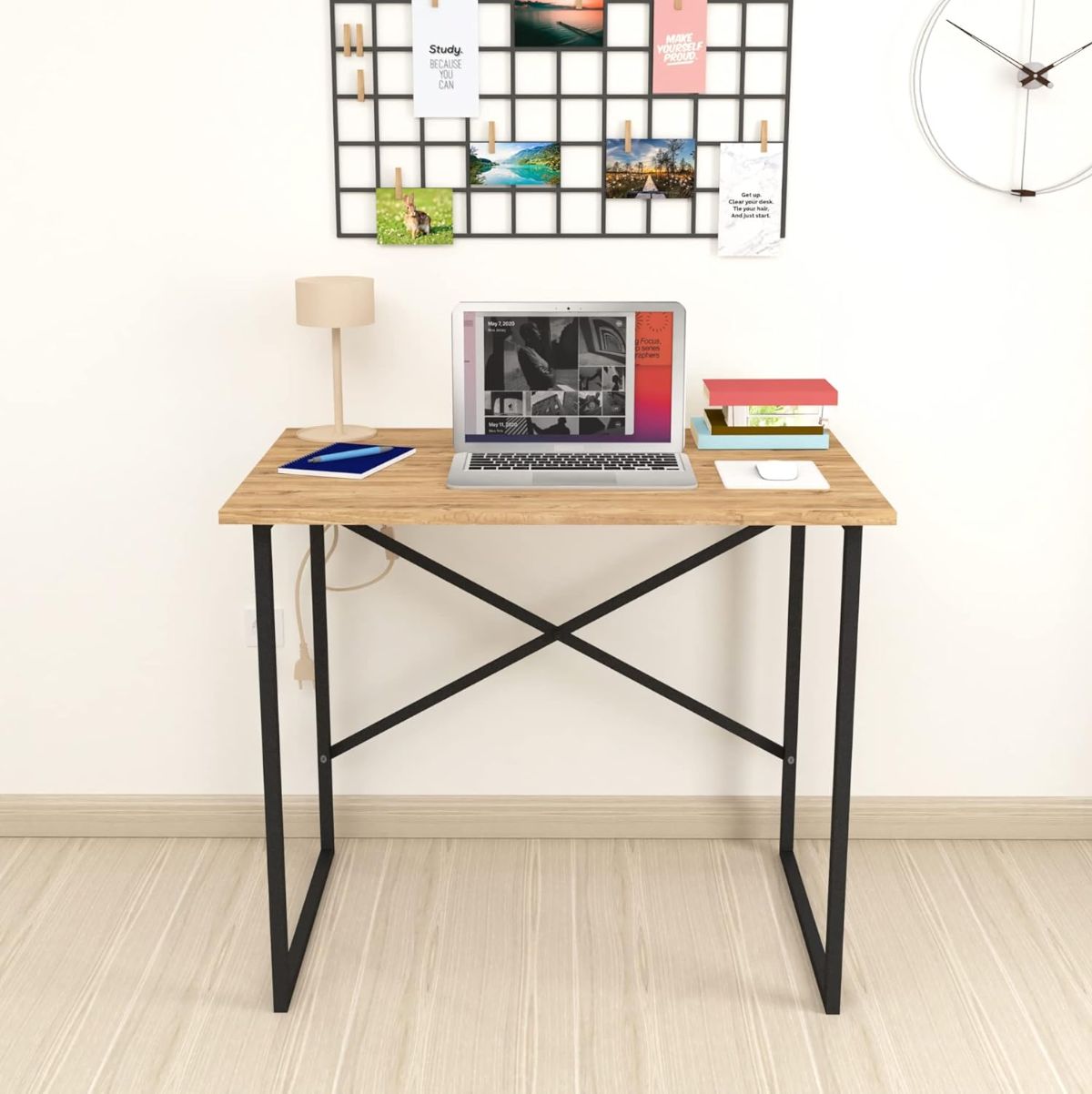 Escritorio-Mapa-diseño-fijo-natural-negro-75x90x60-cm-ambientada