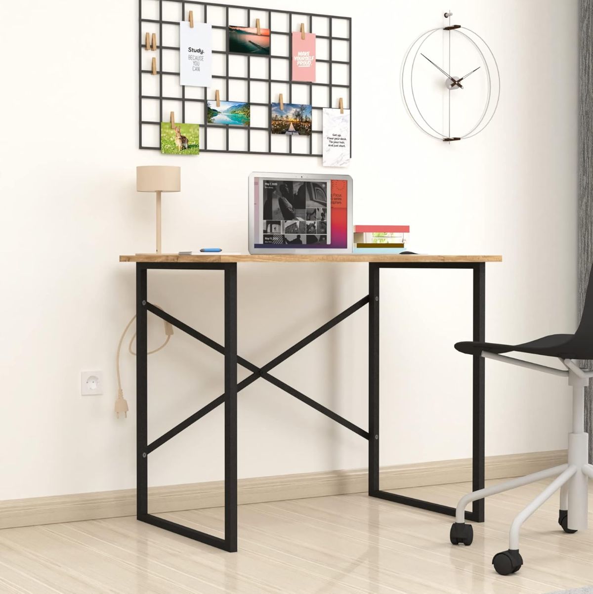 Escritorio-Mapa-diseño-fijo-natural-negro-75x90x60-cm-ambientada