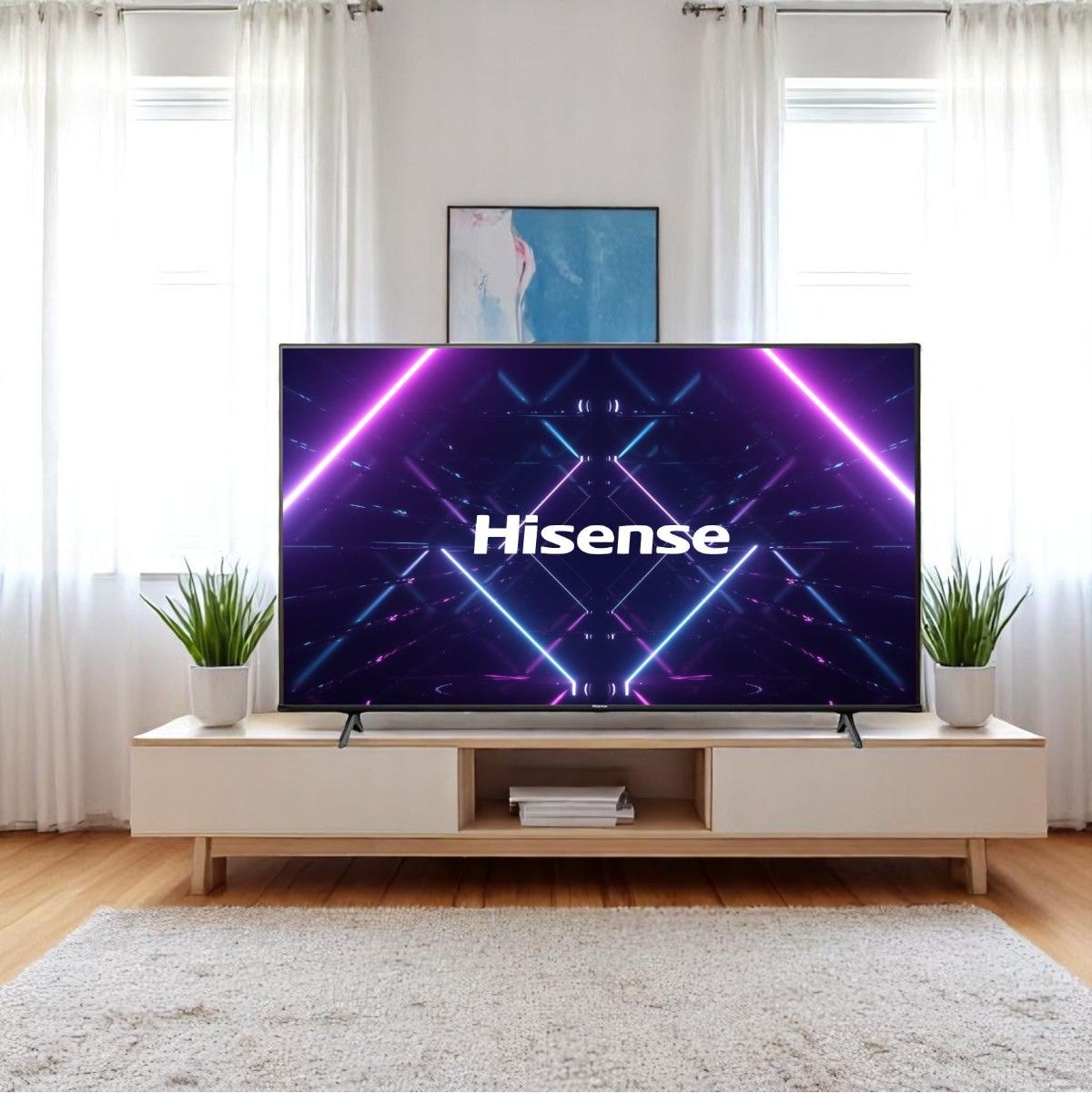 Televisor-Smart-TV-Hisense-50E77NQ-50’’-QLED-4K-UHD-VIDAA-E-negro-ambientada