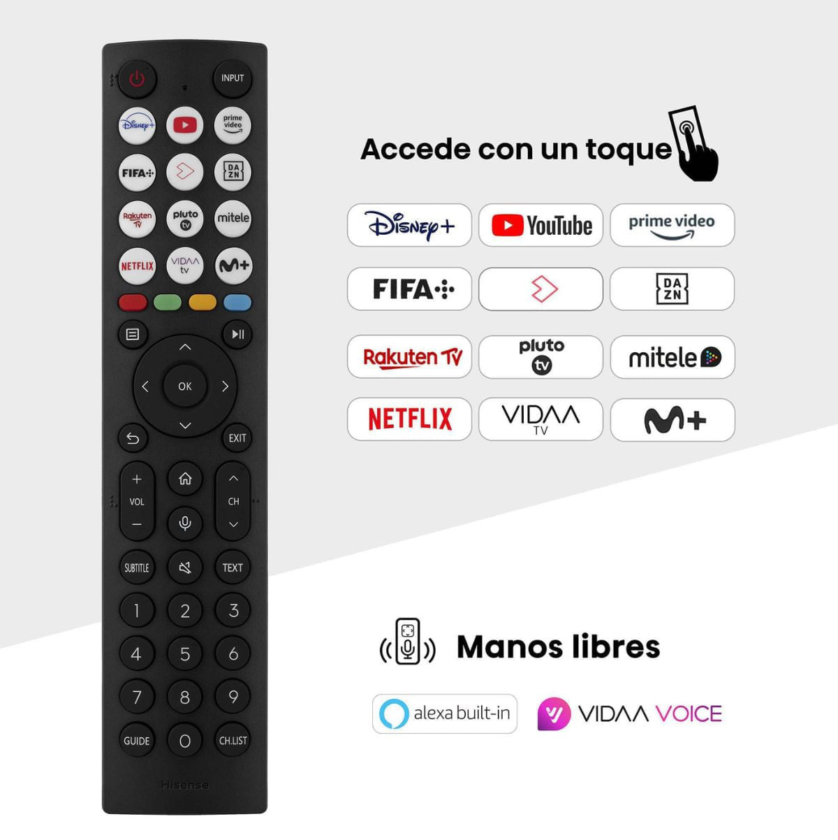 Televisor-Smart-TV-Hisense-43A6N-43’’-DLED-4K-UHD-VIDAA-E-negro-mando-a-distancia