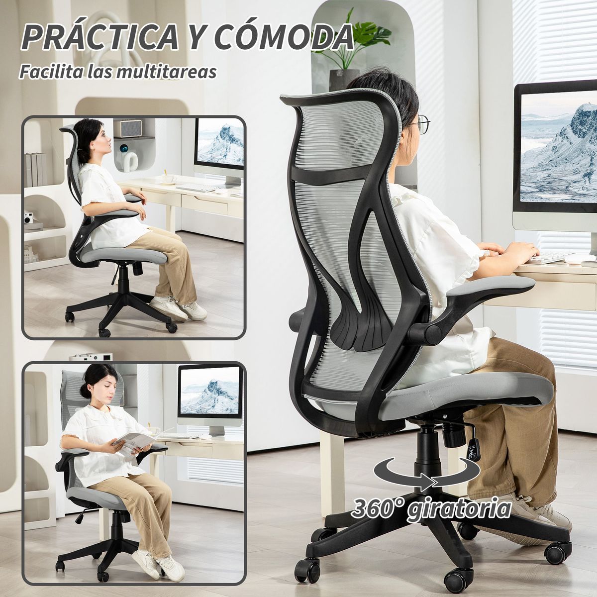 Silla-de-oficina-Alex-Homcom-basculante-altura-regulable-gris-113-121x66x66-cm-