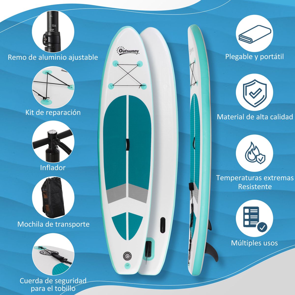 Tabla-de-paddlesurf-Ocean-Outsunny--hinchable---accesorios-blanco-azul-15x320x76-cm-