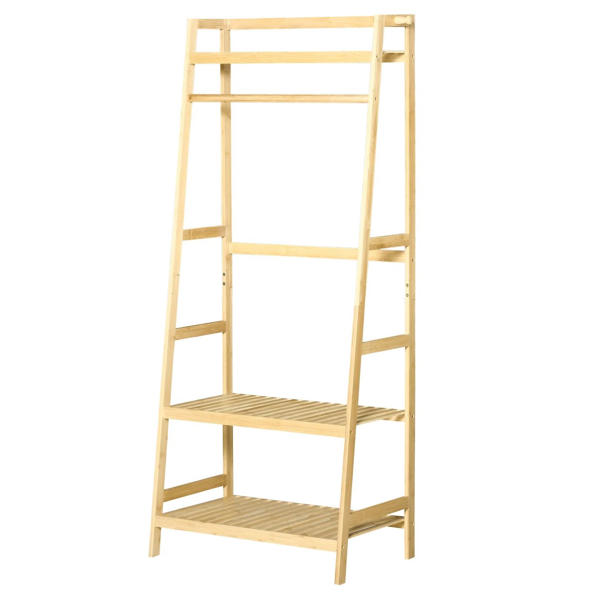 Perchero-recibidor-Turbina-Homcom-3-estantes---barra-natural-164x70x42-cm-fondo-blanco