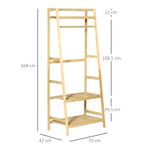 Perchero-recibidor-Turbina-Homcom-3-estantes---barra-natural-164x70x42-cm-medidas