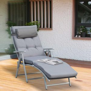 Tumbona Riffa Outsunny reclinable 7 posiciones gris 100,5x137x63,5 cm