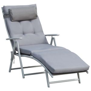 Tumbona Riffa Outsunny reclinable 7 posiciones gris 100,5x137x63,5 cm