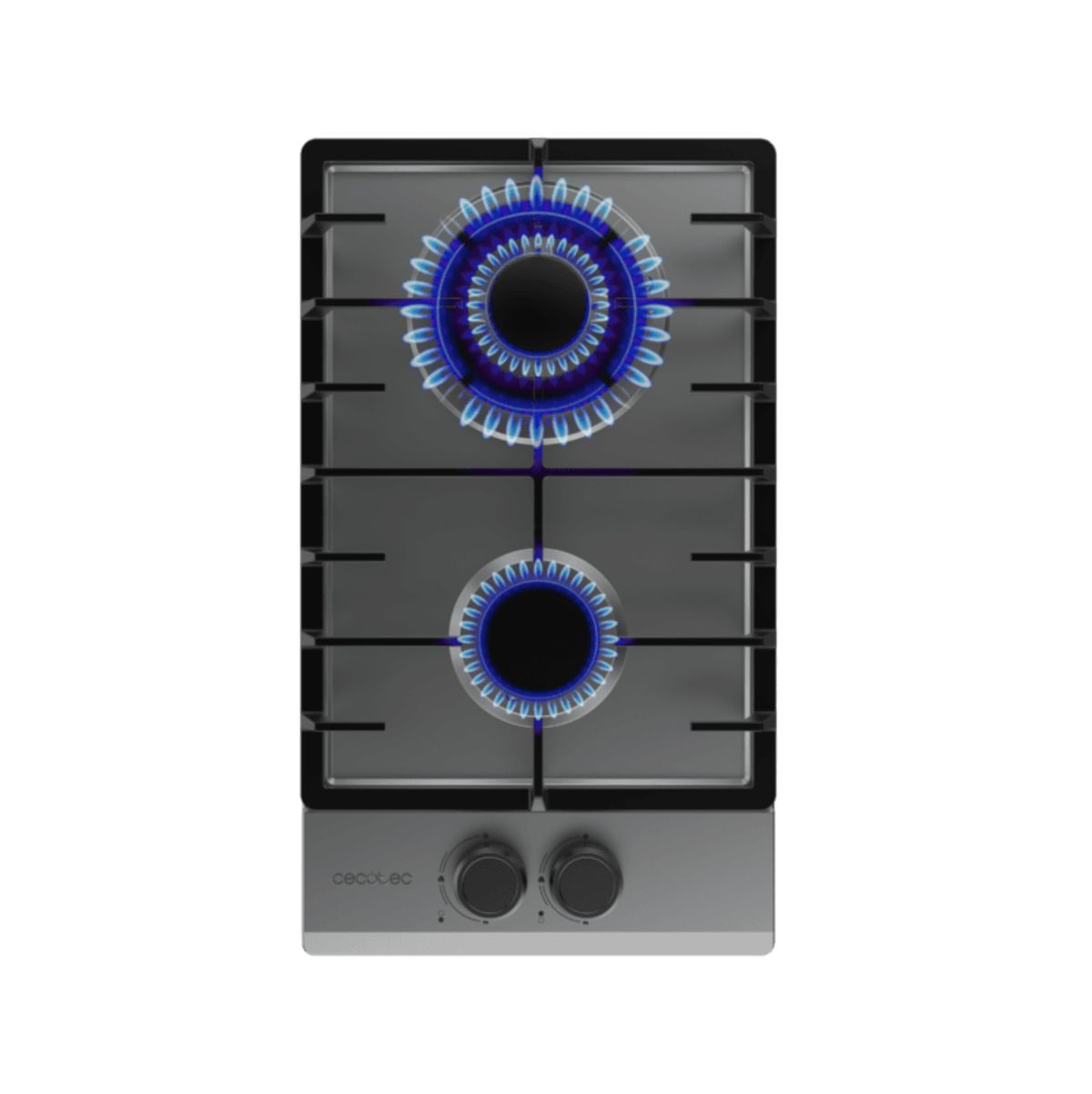 Placa-de-gas-Cecotec-Bolero-Squad-G-2200F-5250W-2-fuegos-cristal-inox-29-cm-fuego
