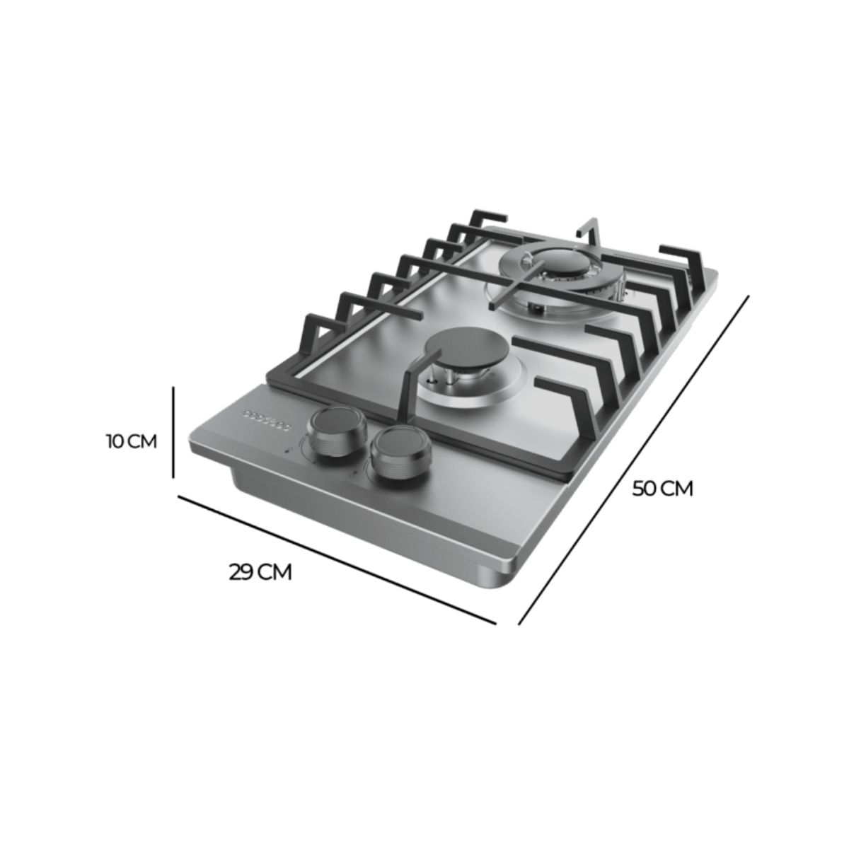 Placa-de-gas-Cecotec-Bolero-Squad-G-2200F-5250W-2-fuegos-cristal-inox-29-cm-medidas
