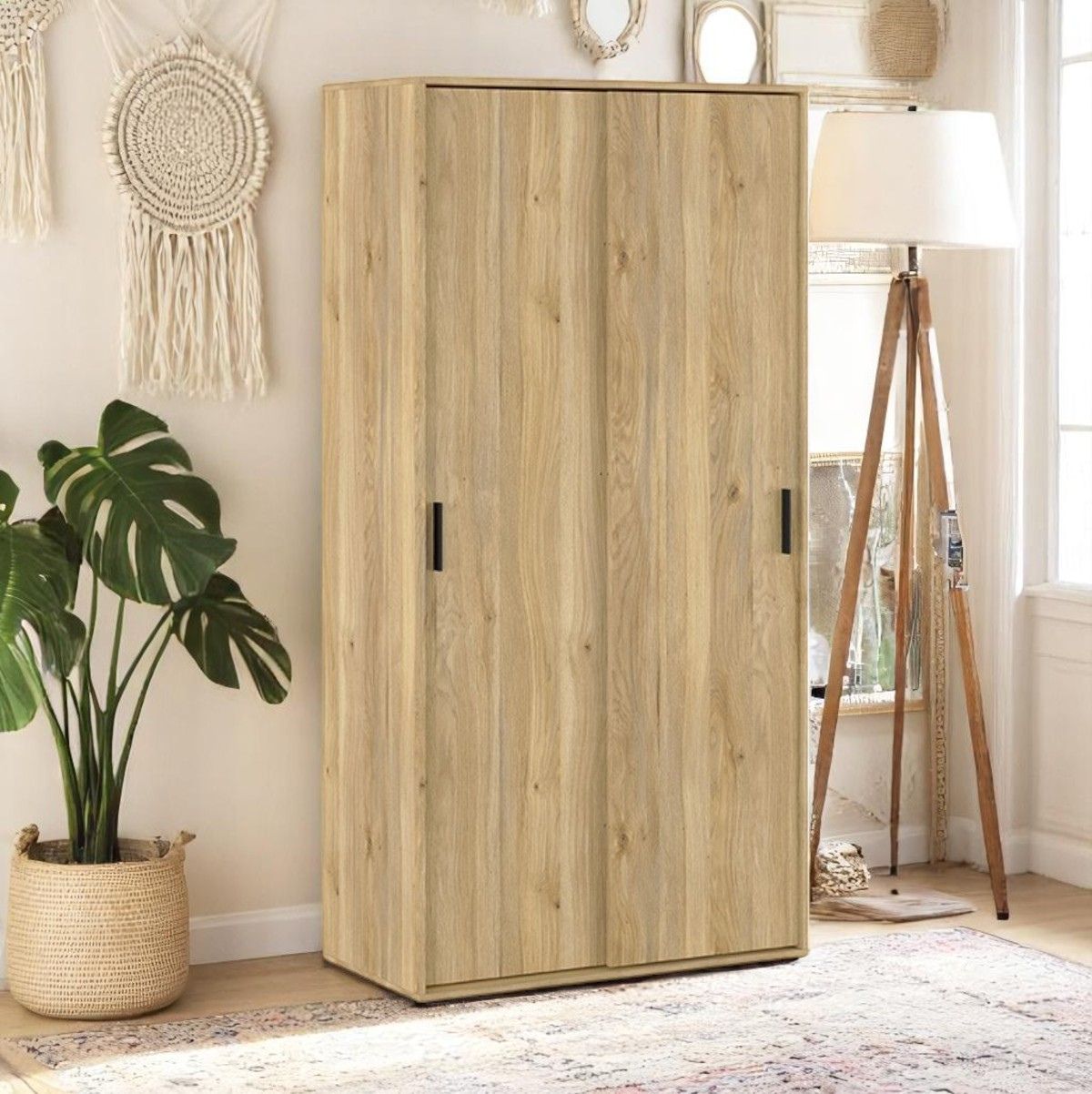 Armario-New-Aura-2-puertas-correderas-natural-200x100x498-cm-ambientada