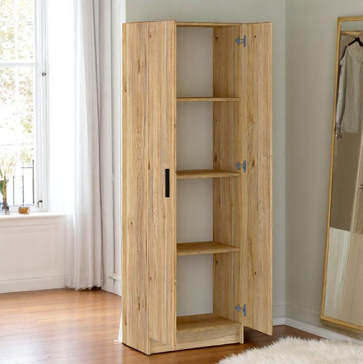 Armario-auxiliar-New-Aura-2-puertas---4-compartimentos-natural-180x60x344-cm-ambientada