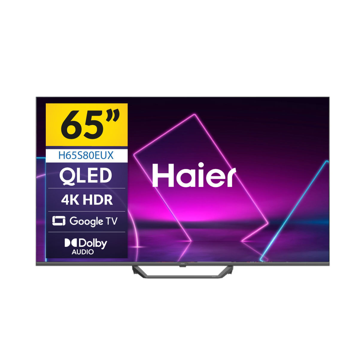 Televisor-Smart-TV-Haier-H65S80EUX-S80E-Series-65’’-QLED-4K-Google-TV-F-negro-pulgadas