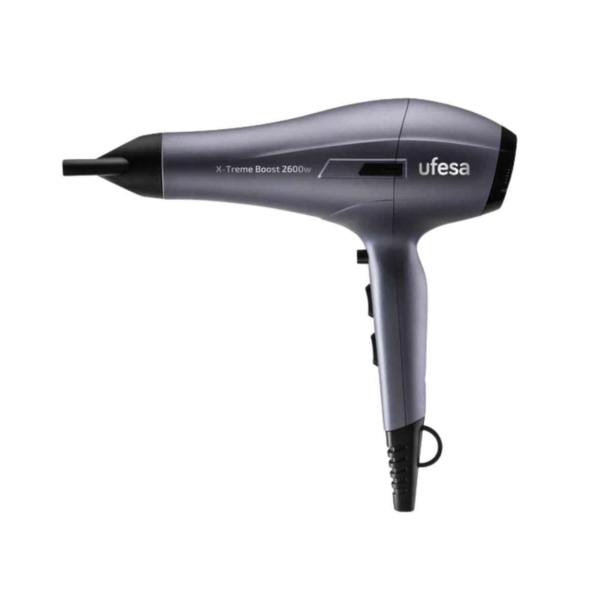 Secador-de-pelo-Ufesa-X-Treme-Boost-2600W-3-temperaturas-gris-fondo-blanco