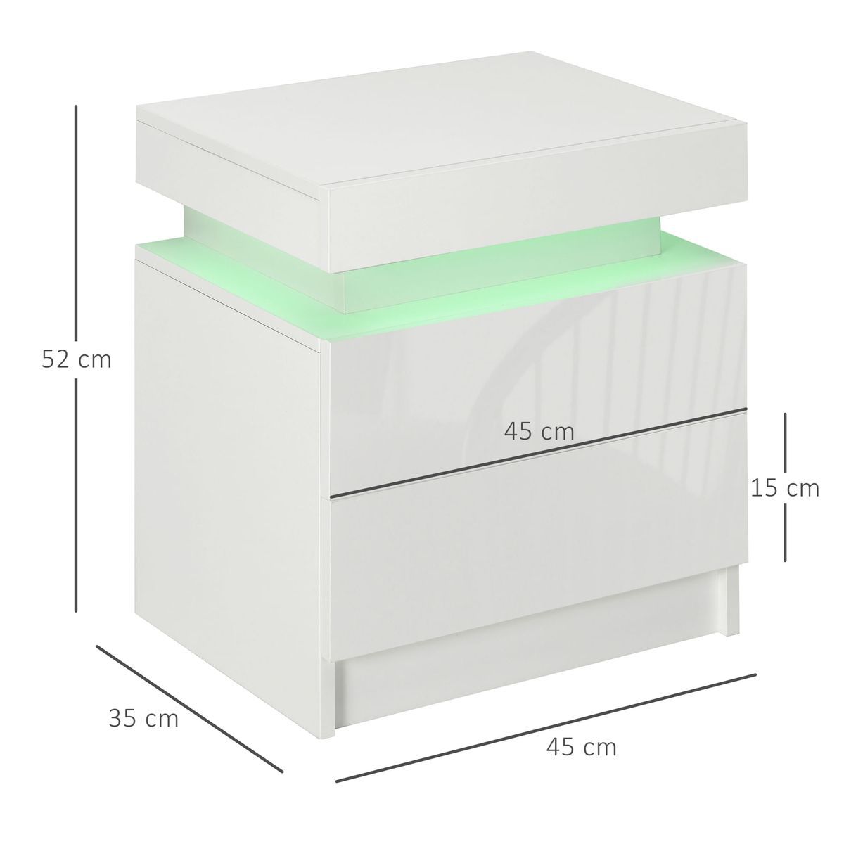 Mesita-de-noche-Venus-Homcom-4-modos-luz-LED---2-cajones---mando-blanco-52x35x45-cm