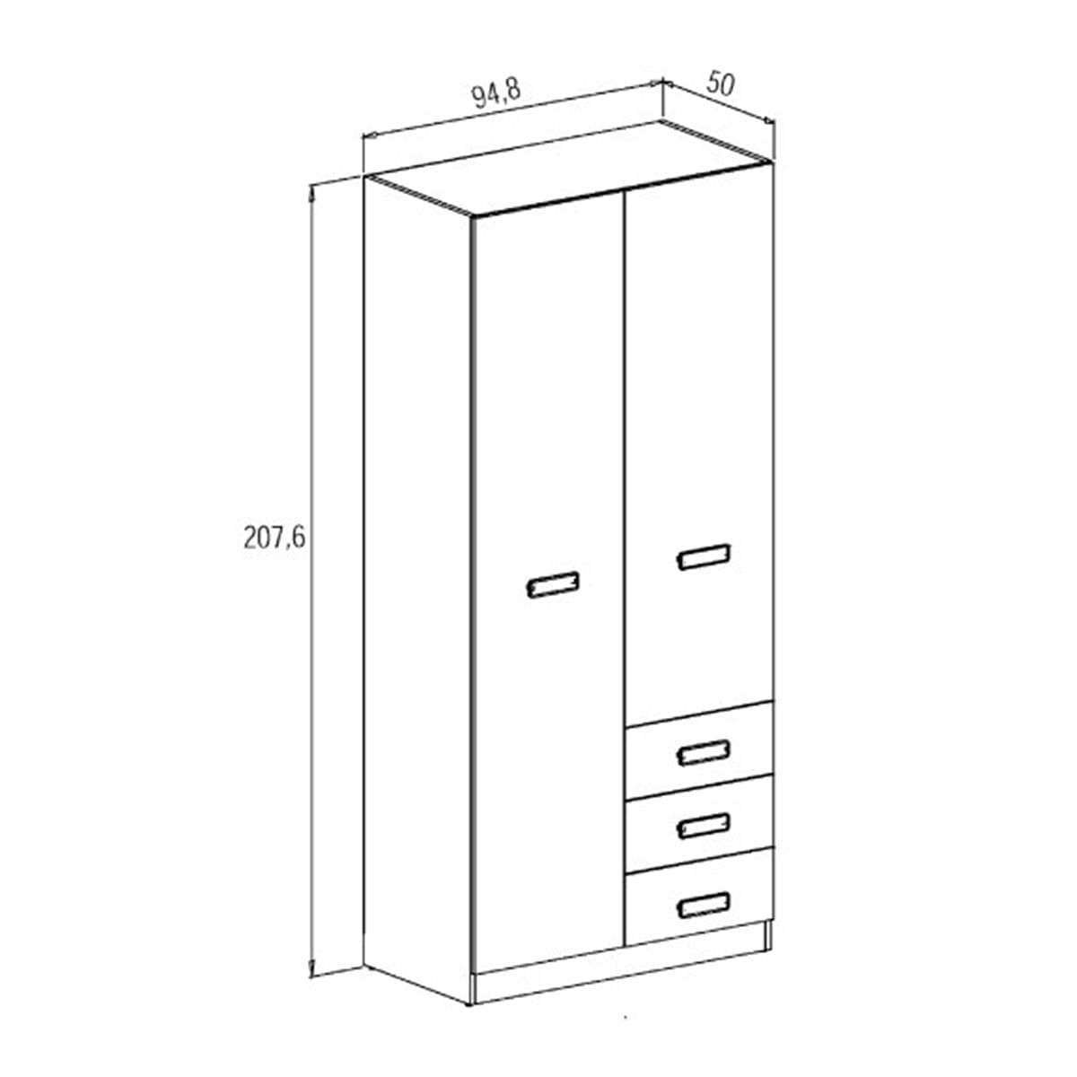 Armario-Donald-2-puertas-3-cajones-Andersen-grafito-2076x948x50-cm