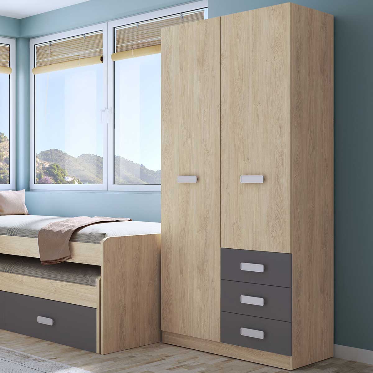 Armario-Donald-2-puertas-3-cajones-Puccini-grafito-2076x948x50-cm