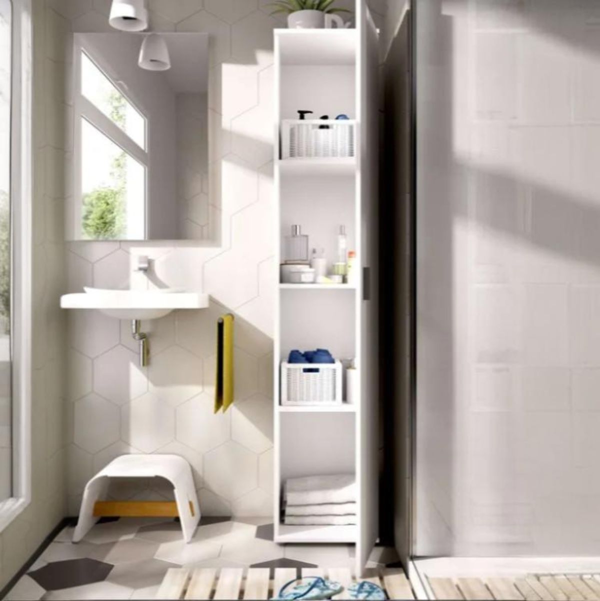 Armario-Fit-multiusos-1-puerta-blanco-190x39x35-cm
