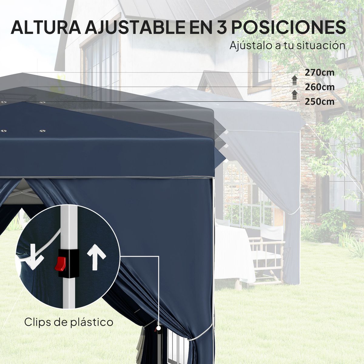 Carpa-Rito-Outsunny-plegable---4-paredes-laterales-gris-azul-325x290-cm