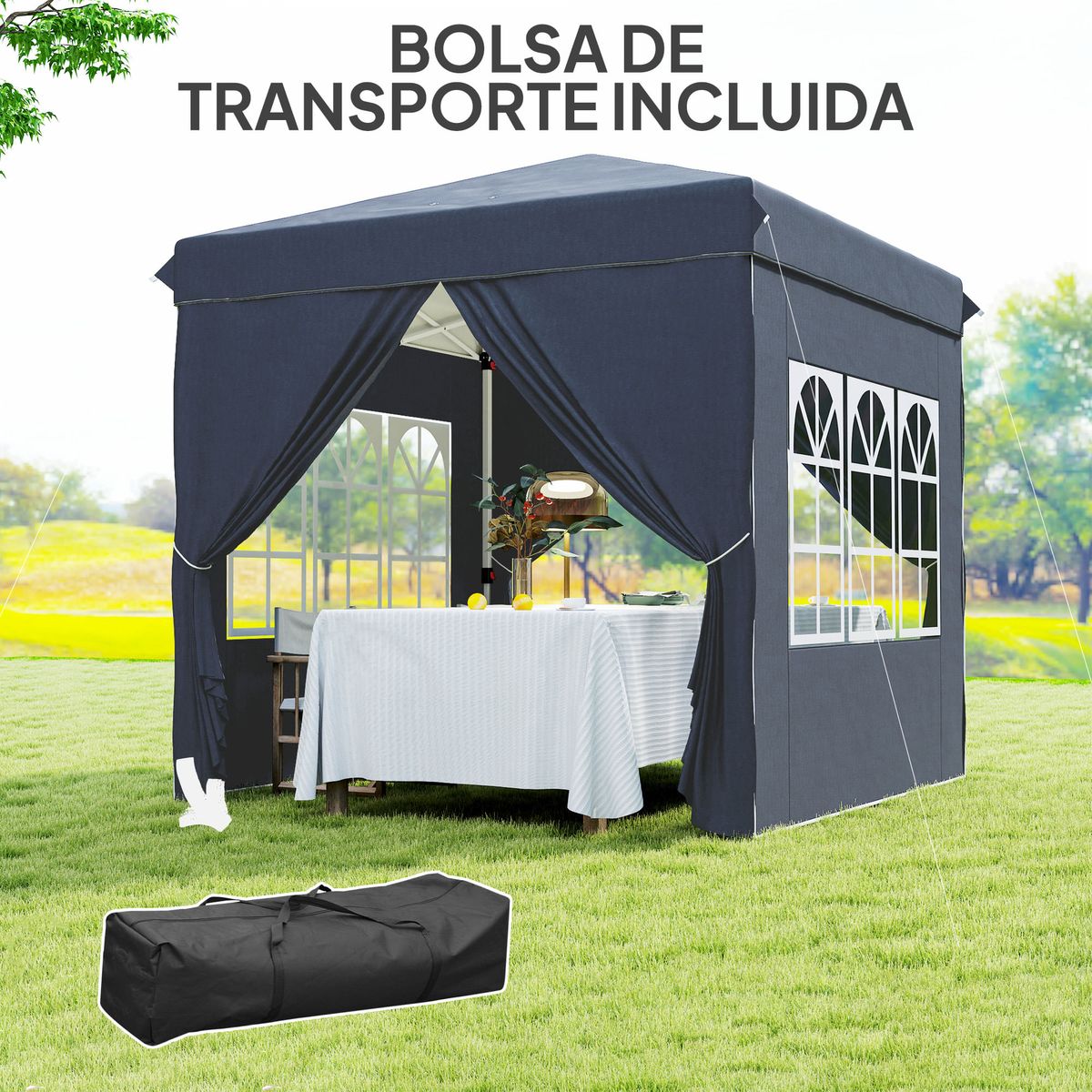 Carpa-Rito-Outsunny-plegable---4-paredes-laterales-gris-azul-325x290-cm