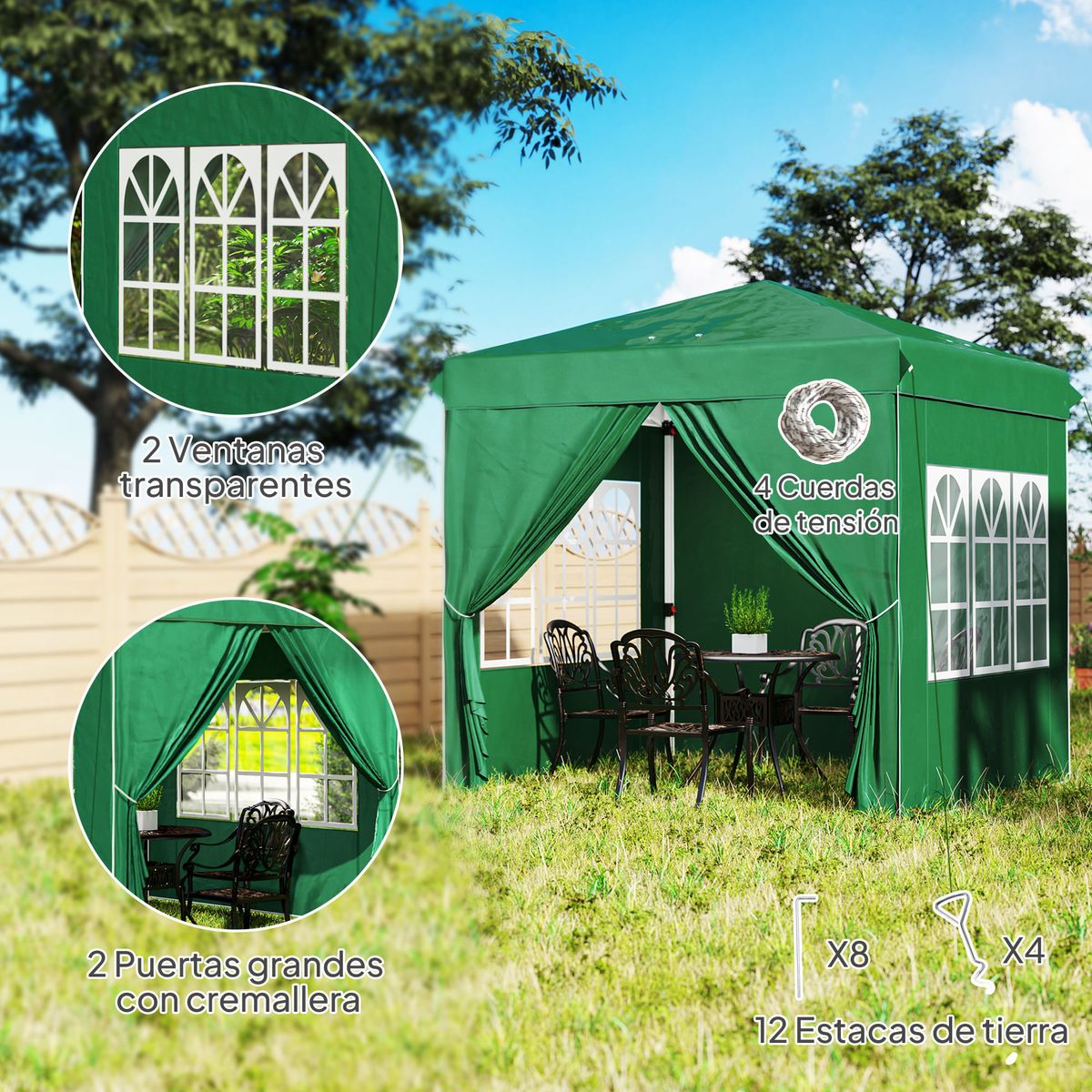 Carpa-Rito-Outsunny-plegable---4-paredes-laterales-verde-oscuro-325x290-cm