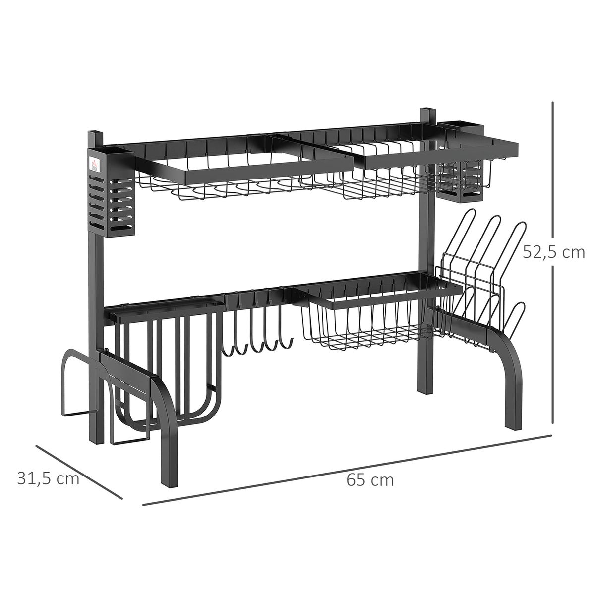 Escurreplatos-Homcom-2-niveles-negro-525x65x315-cm-medidas