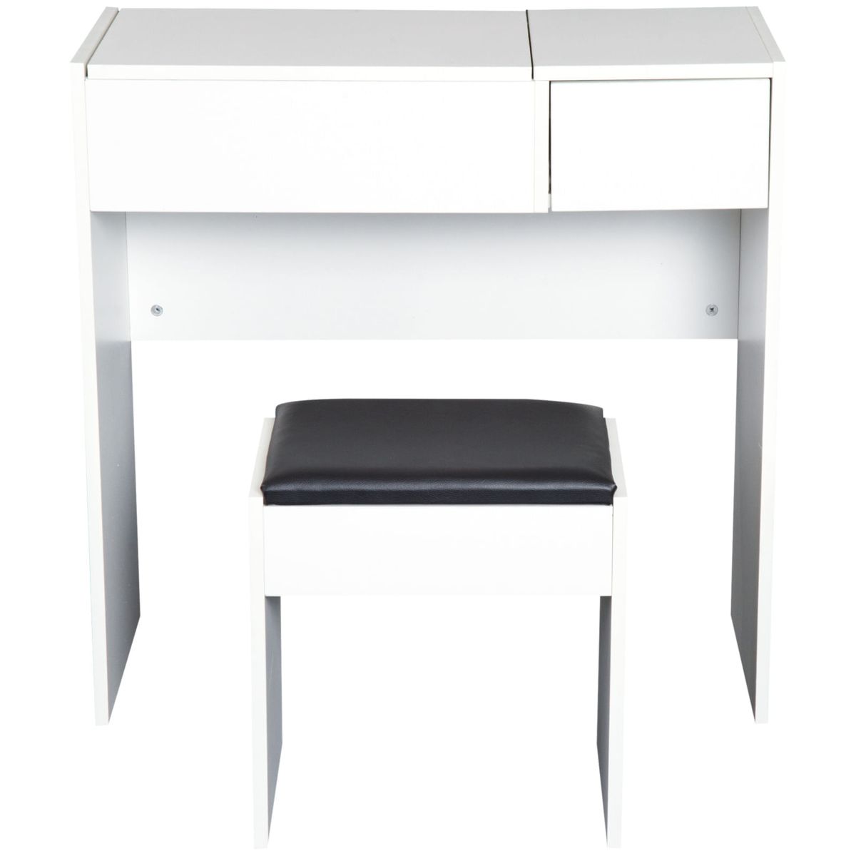 Tocador-Trigo-Homcom-espejo-abatible---cajon-blanco-79x80x40-cm-frontal