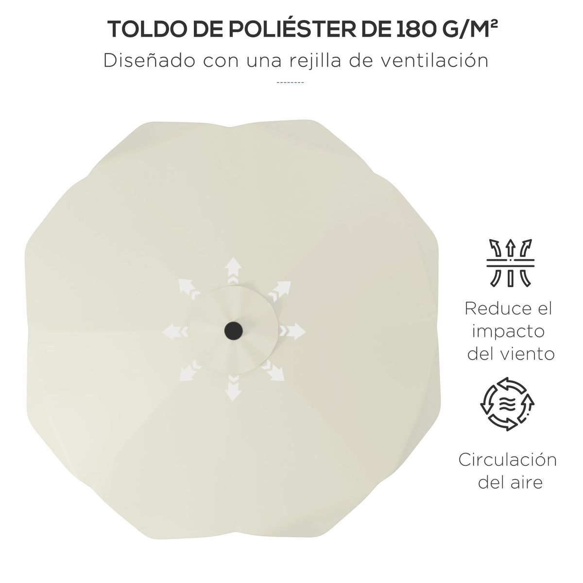 Sombrilla-Petunia-Outsunny-inclinable---32-LEDS-crema-Ø292x248-cm