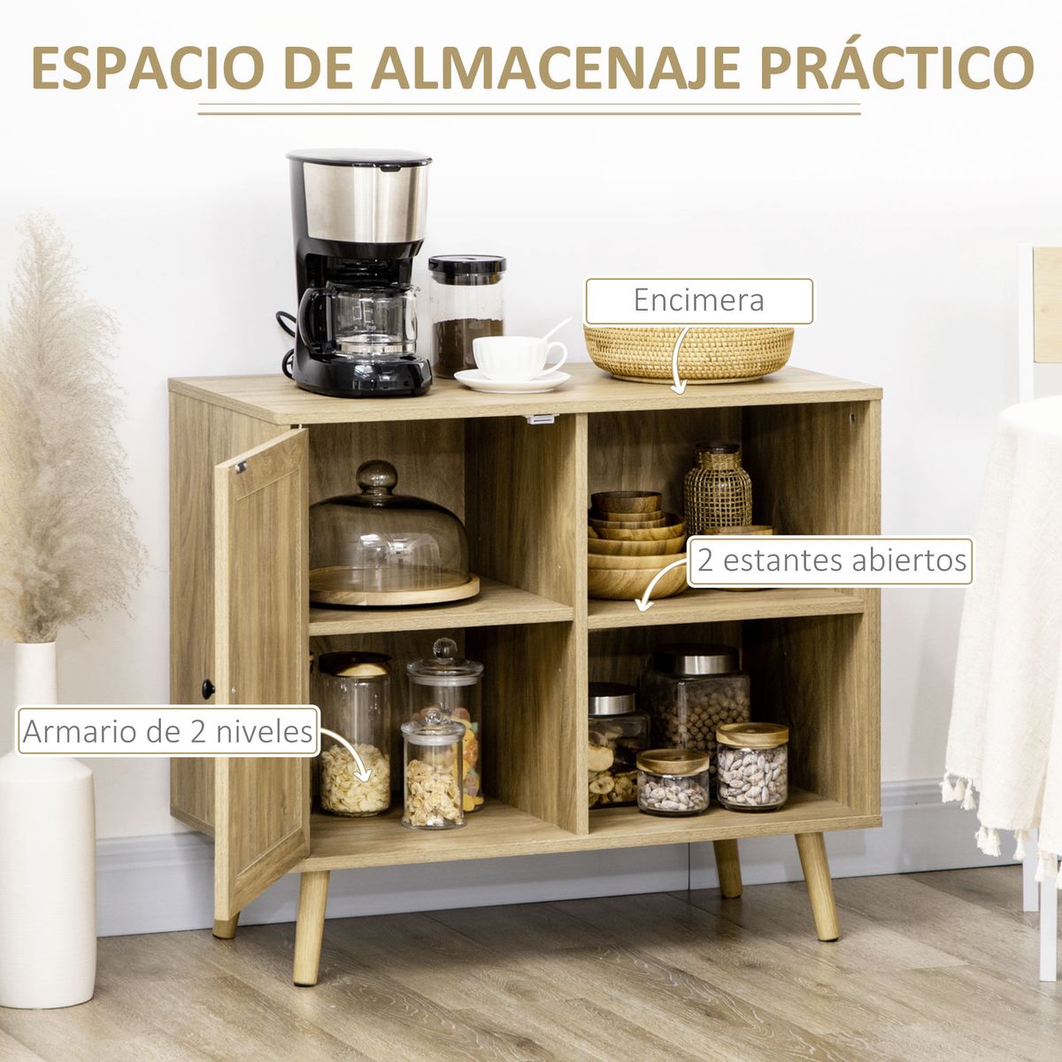 Aparador-Priscila-Homcom-2-compartimentos---armario-natural-70x80x39-cm-ambientada