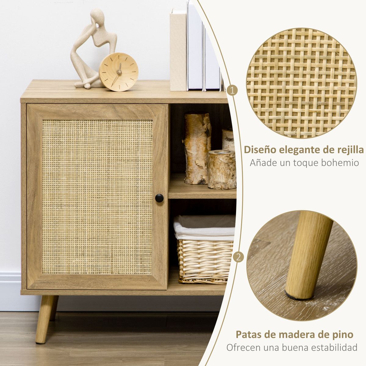 Aparador-Priscila-Homcom-2-compartimentos---armario-natural-70x80x39-cm