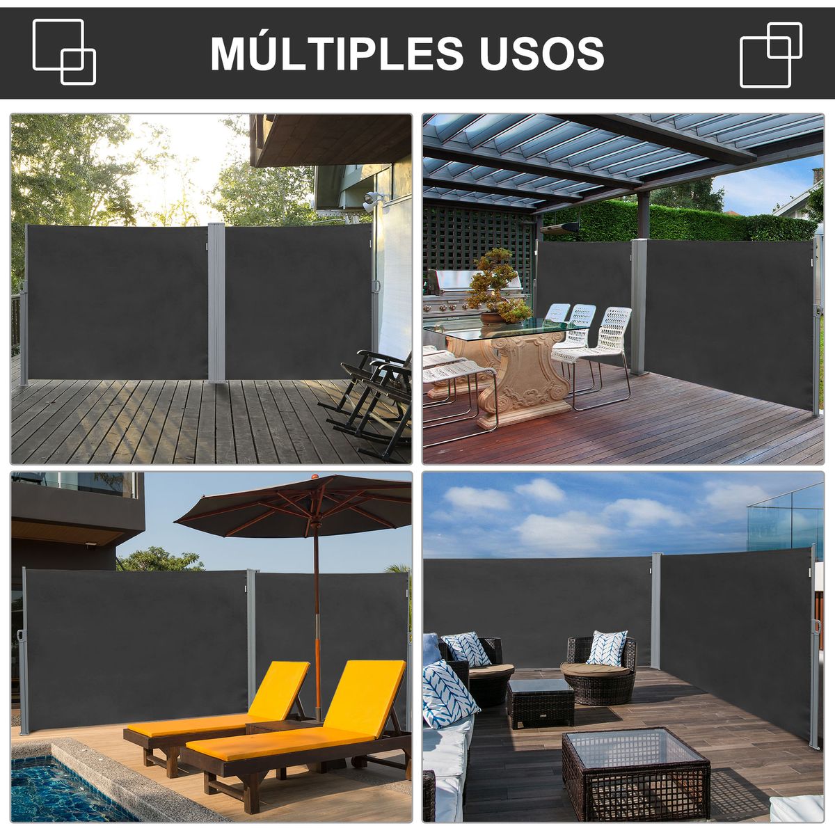 Toldo-lateral-Outsunny-enrollable-retractil-gris-180x300-cm