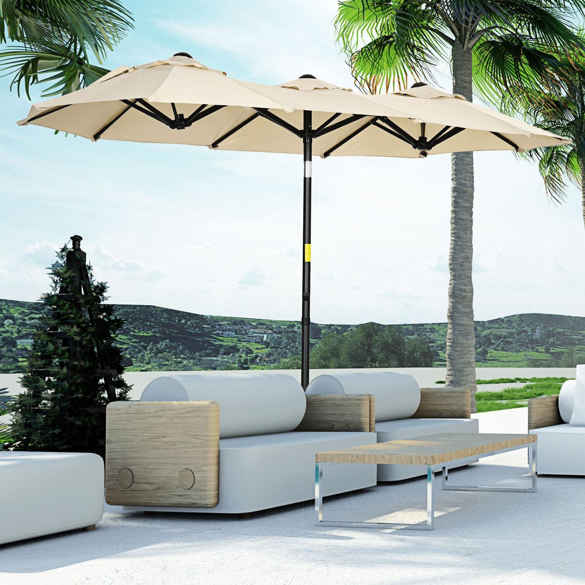 Sombrilla-doble-Mika-Outsunny-inclinable---manivela-caqui-22x295x152-cm