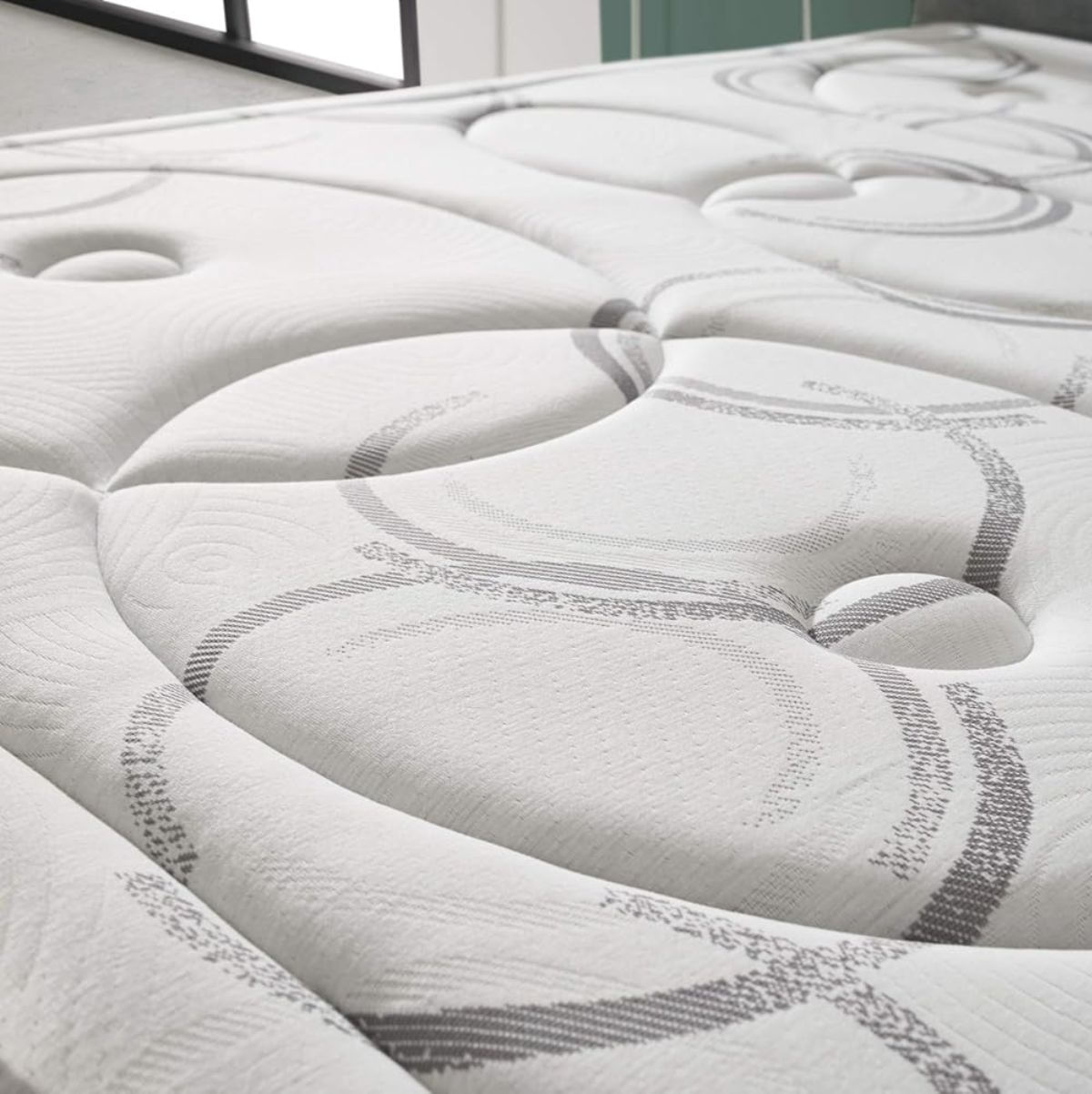 Colchon-visco-muelle-Dual-Grafeno-nucleo-muelles-ensacados-blanco-28-cm-detalle-textura