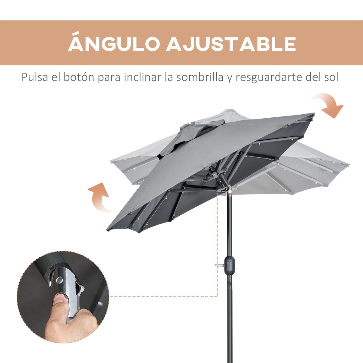 Sombrilla-doble-Dino-Outsunny-inclinable---luces-LED-gris-219x295x150-cm