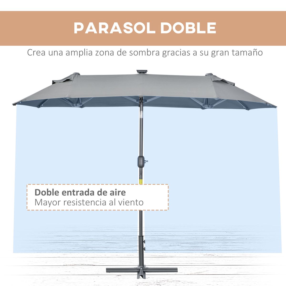 Sombrilla-doble-Dino-Outsunny-inclinable---luces-LED-gris-219x295x150-cm