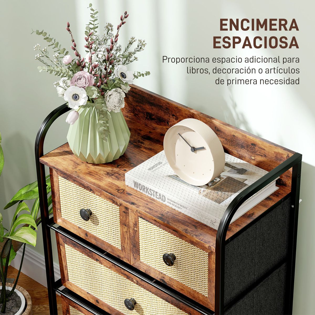 Comoda-Cleo-Homcom-3-cajones-grandes---2-cajones-pequeños-marron-99x58x29-cm-