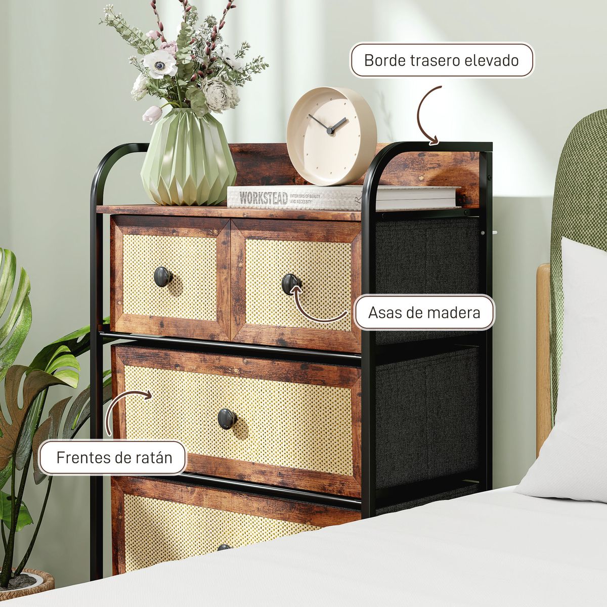 Comoda-Cleo-Homcom-3-cajones-grandes---2-cajones-pequeños-marron-99x58x29-cm-